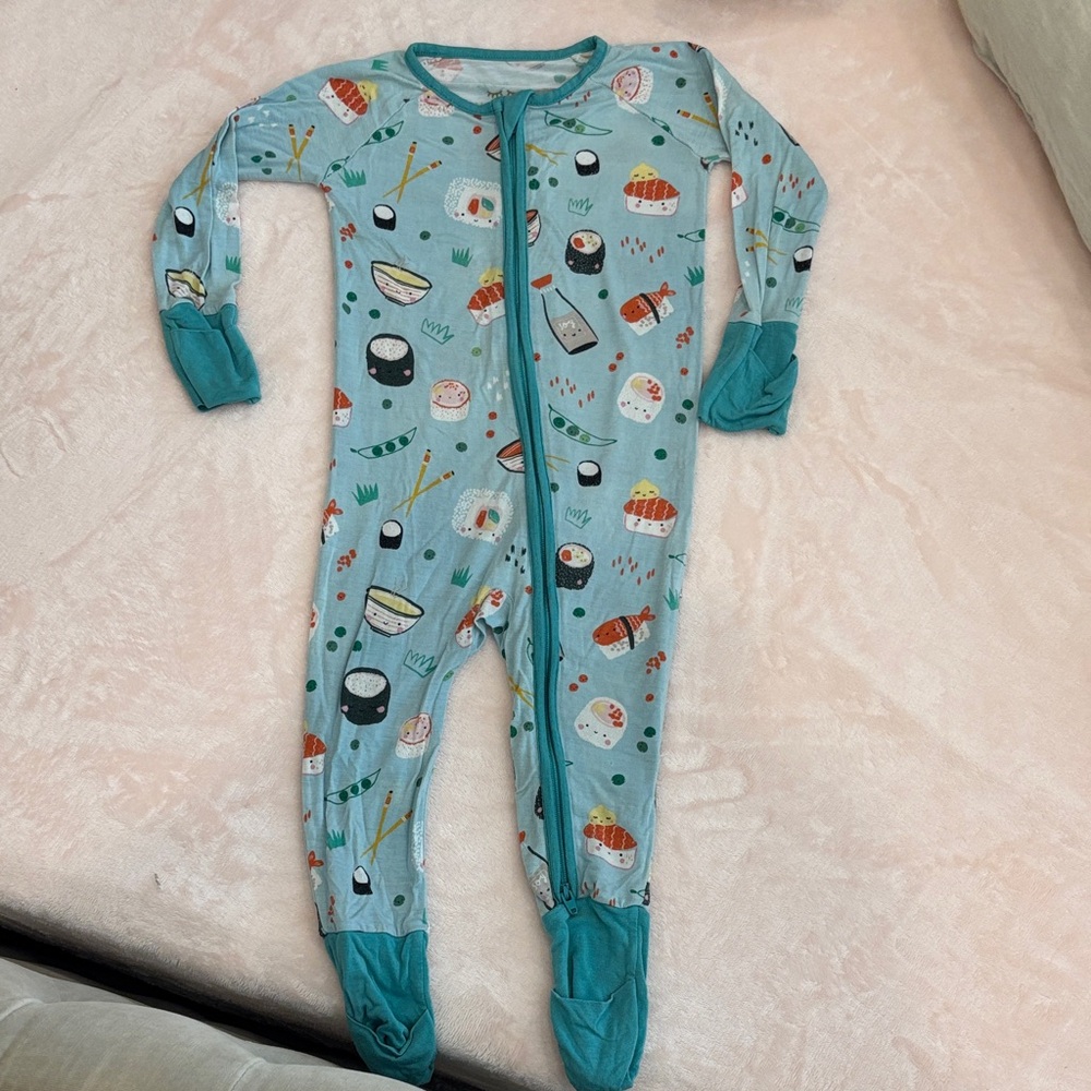 Little Sleepies Sushi Print Footie Pajamas - Blue and Teal